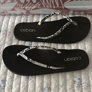 Cobian Black and White Patterned Sandals